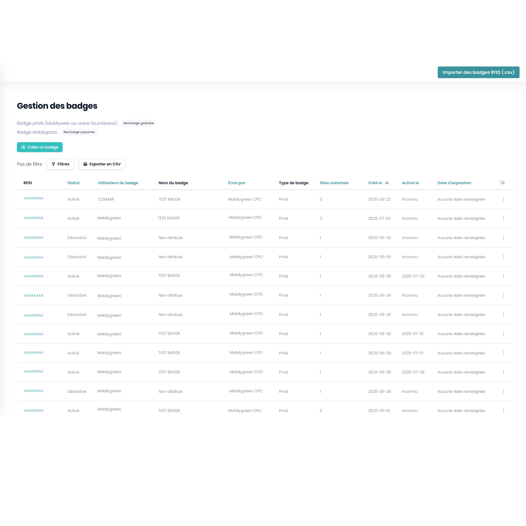 controle acces bornes de recharge copropriete